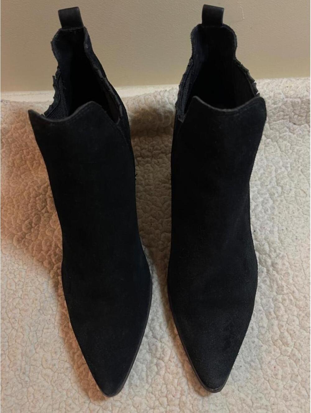 Donald J Pliner Black Suede Ankle Booties with Block Heel